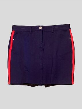 Movetes Stretch Heavyweight Ponte Knit Lizie Skort, Admiral Navy/Poppy Red, Sz 6
